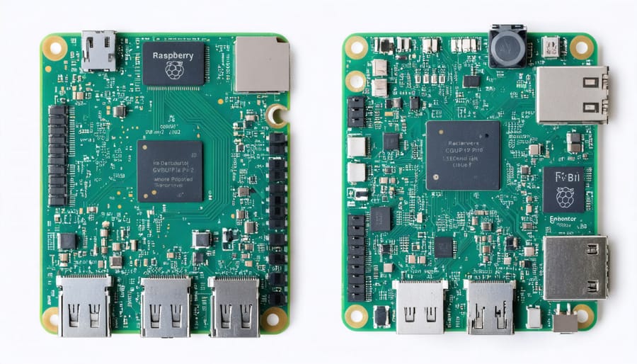 Visual comparison showing the VideoCore VII GPU on Raspberry Pi 5 versus VideoCore VI on Pi 4