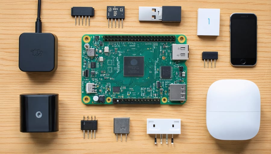 Raspberry Pi 4 home automation setup with connected components and sensors