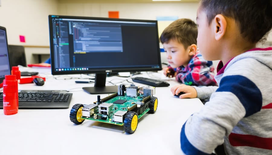 Students working together on a Raspberry Pi-based robotics educational project