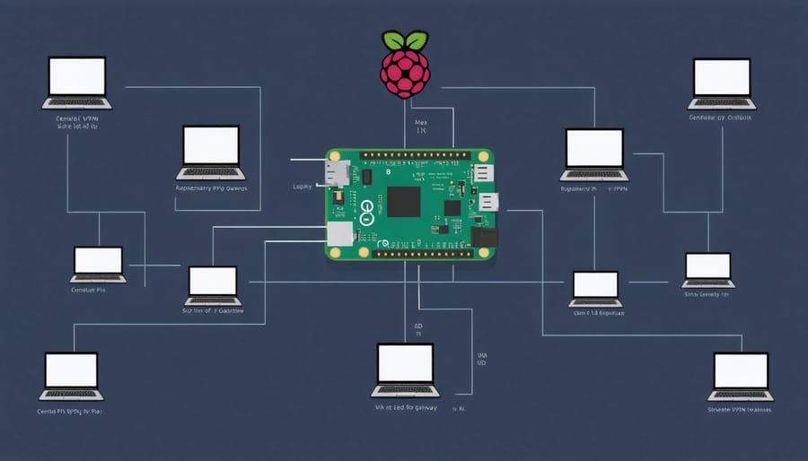 Schematic diagram of Raspberry Pi VPN gateway architecture