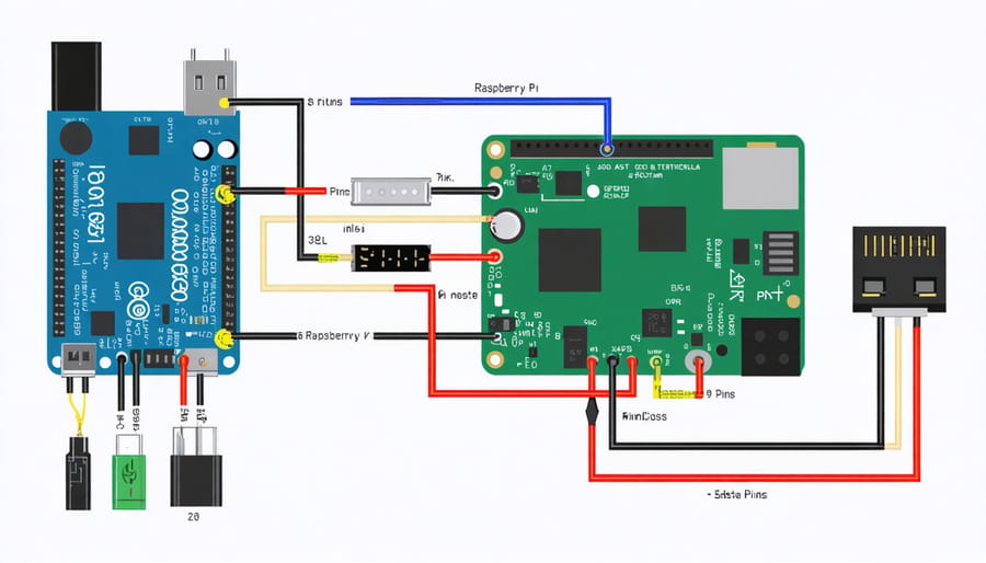 Wiring diagram illustrating how to connect an RTC module to Raspberry Pi GPIO pins