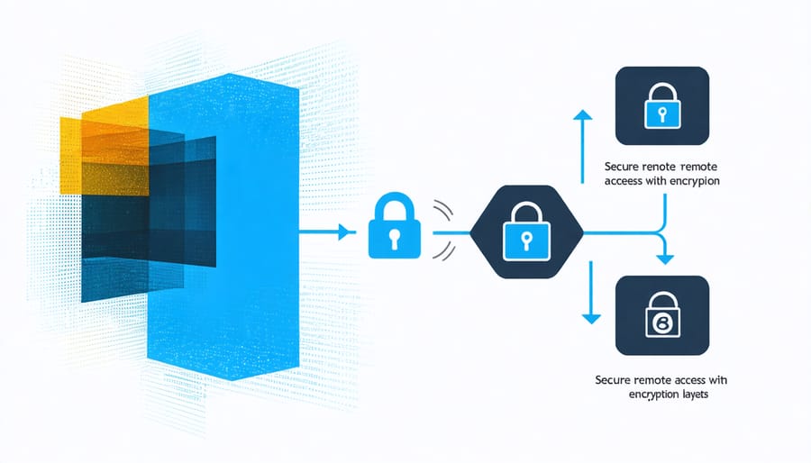 Infographic of secure remote monitoring architecture and data flow
