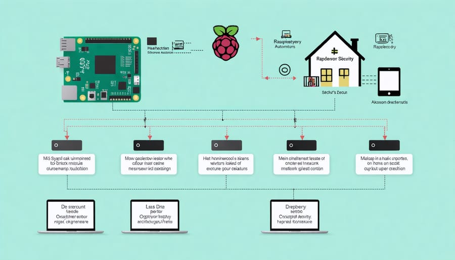 Network security diagram for Raspberry Pi smart home system