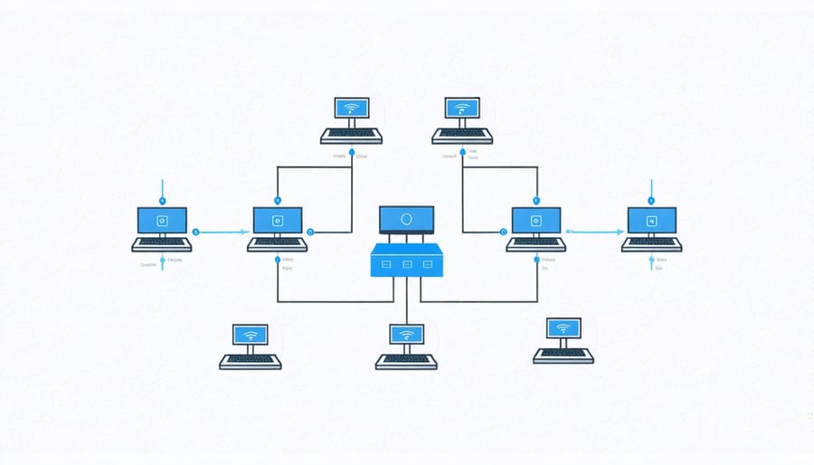 Network security diagram for smart home system with highlighted security measures