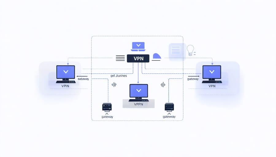 Diagram illustrating VPN network architecture with Raspberry Pi Zero as gateway