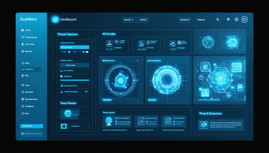 User interface of AI security monitoring system displaying real-time threat detection
