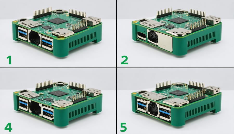 DIY case modification process showing drilling ventilation holes and fan installation