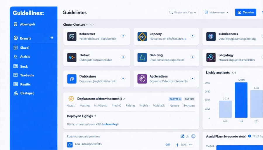 Kubernetes dashboard interface displaying cluster metrics and application deployments on Raspberry Pi