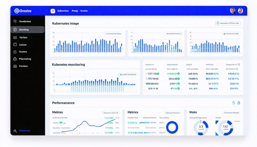 Kubernetes monitoring dashboard displaying key performance metrics