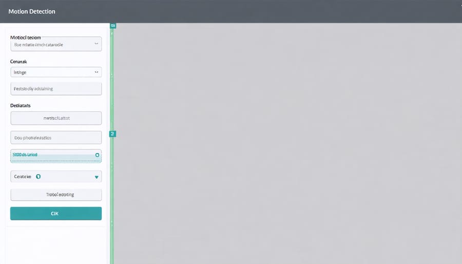 User interface showing motion detection settings and zones configuration