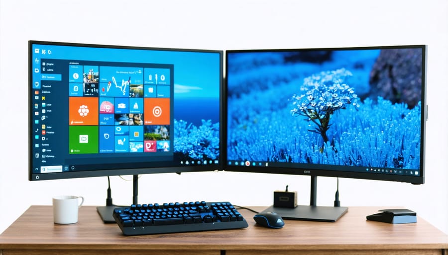 Two 4K monitors connected to Raspberry Pi 5 displaying gaming and desktop applications