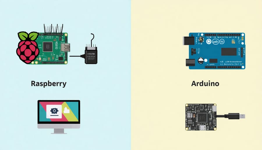 Infographic comparing typical use cases for Raspberry Pi and Arduino projects