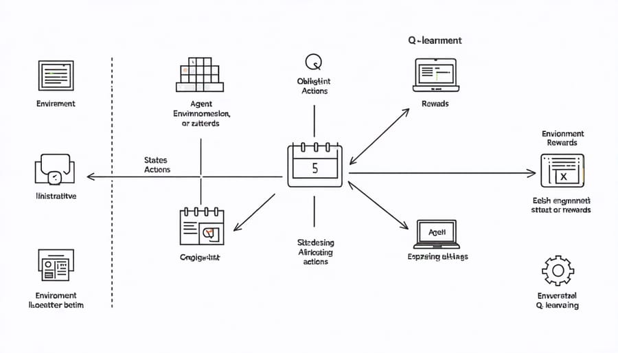 Flowchart illustrating Q-learning components and their interactions
