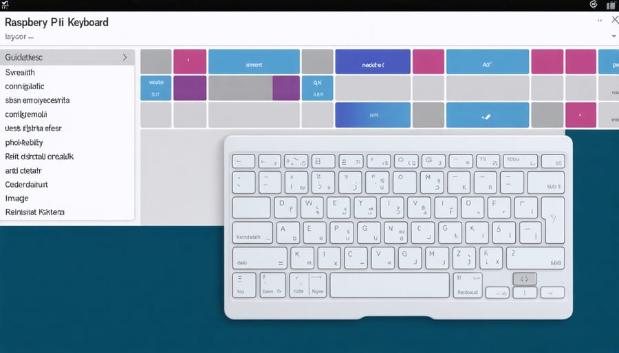 Raspberry Pi OS system preferences showing keyboard layout configuration interface