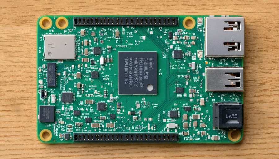 Labeled photograph of Raspberry Pi hardware setup for AI security system