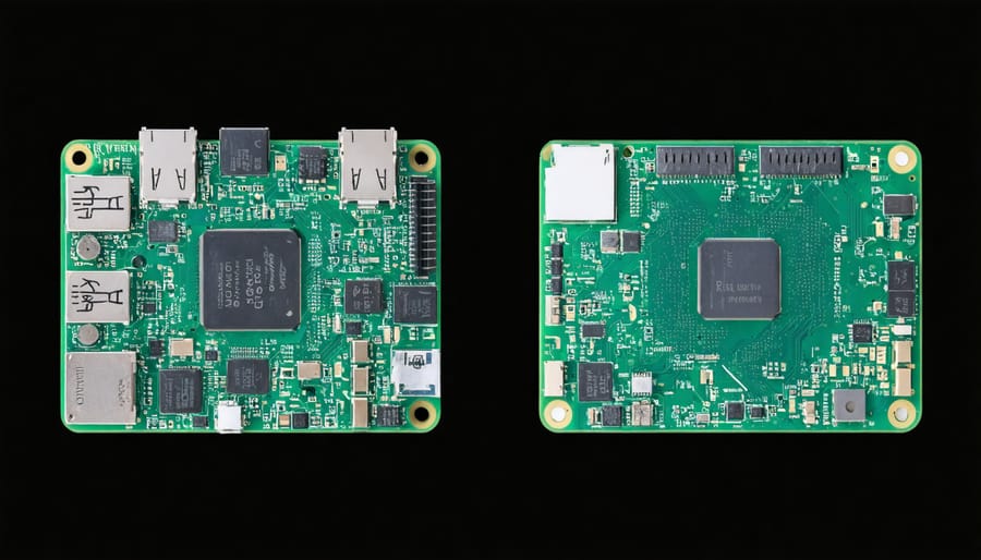 Visual comparison between Raspberry Pi 5 and Pi 4 boards showing processor, RAM, and ports