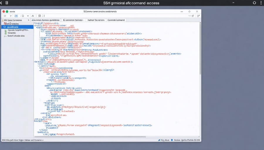 Terminal window displaying SSH connection and basic Linux commands for Raspberry Pi remote access