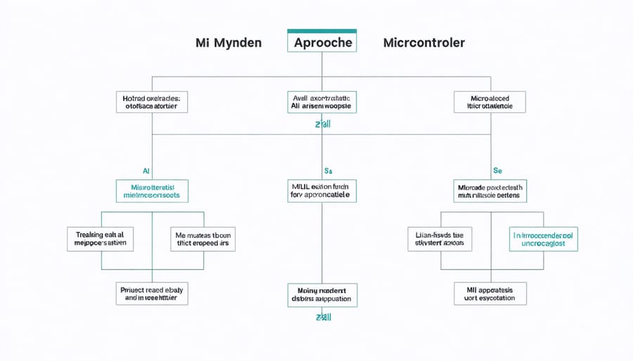 Flowchart showing decision points for choosing between AI and ML in microcontroller projects