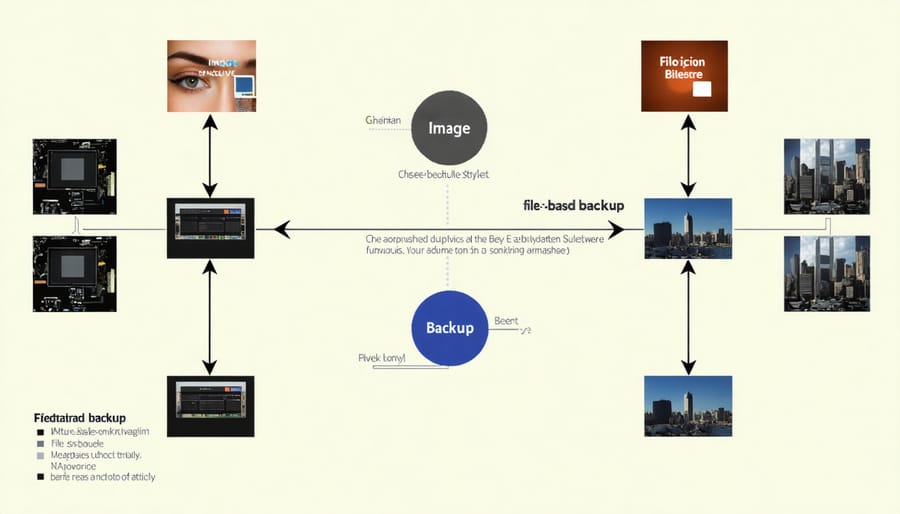 Decision flowchart comparing when to use file-based versus image-based backup