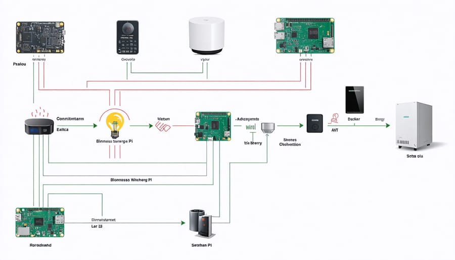 Architectural diagram of biomass monitoring system components and connections
