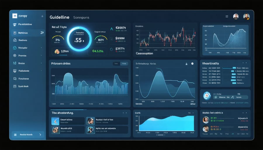Energy monitoring dashboard displaying power usage charts and statistics