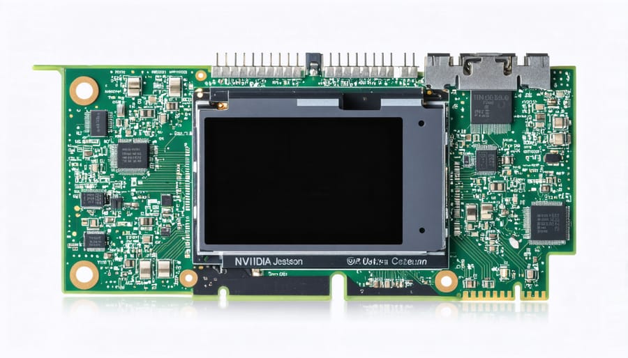 NVIDIA Jetson Nano board with annotations highlighting key components and ports