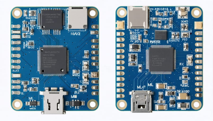 Comparison of hardware setups for AI versus ML projects on microcontroller boards