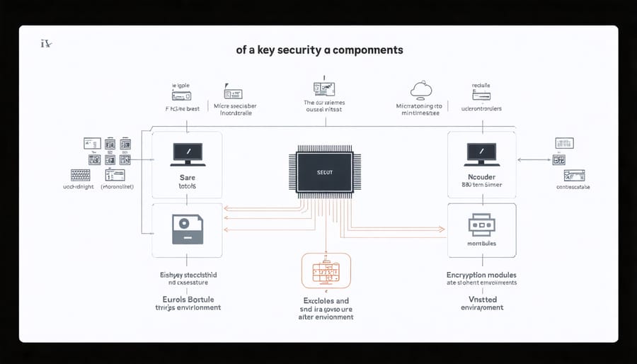 Technical illustration of microcontroller security architecture components
