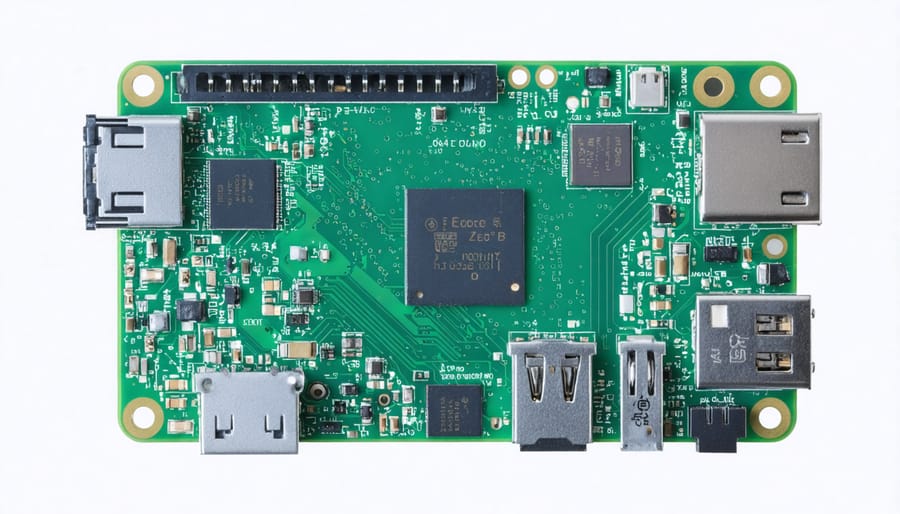 Labeled diagram of Raspberry Pi Zero W showing important components for WiFi setup
