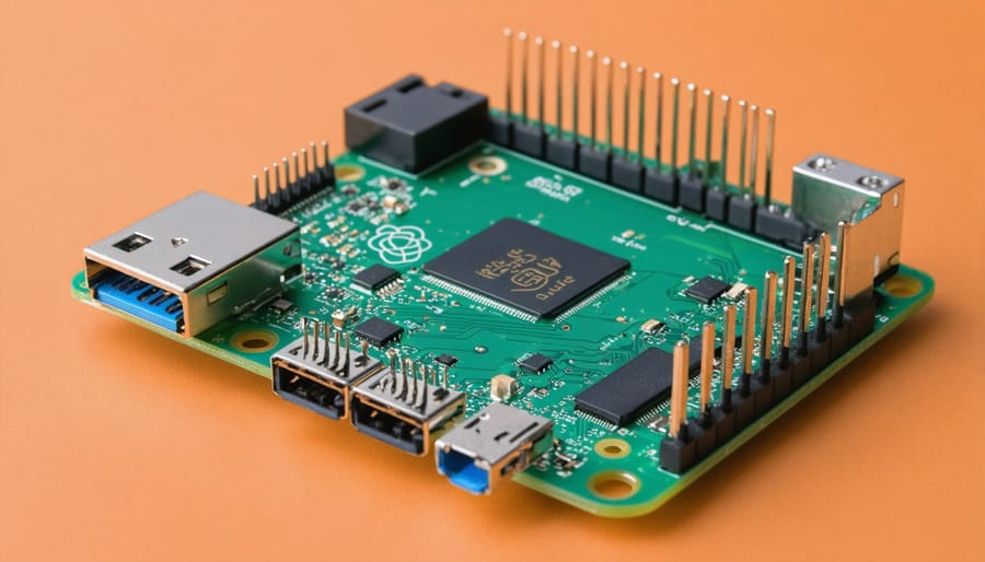 Annotated diagram of Raspberry Pi Zero showing USB OTG port and GPIO pin layout