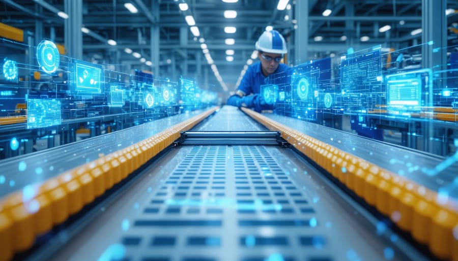 Automated visual inspection system analyzing products on a manufacturing conveyor belt