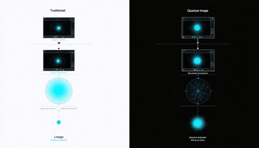 Comparative display of classical and quantum-enhanced AI image recognition results