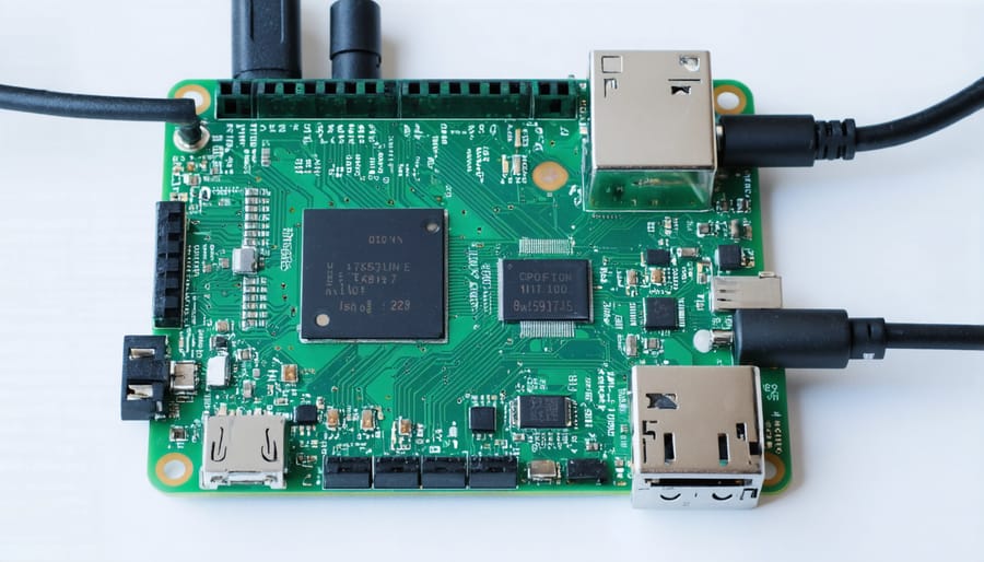 Raspberry Pi hardware configuration with industrial sensors and monitoring display