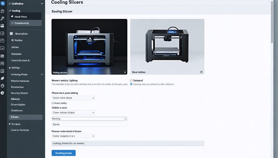 User interface showing key cooling settings in popular 3D printing slicer software
