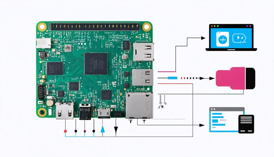 Components of a Raspberry Pi-based smart home hub with Home Assistant interface