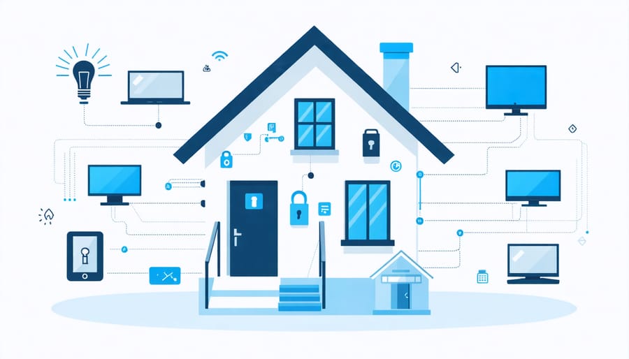 Architectural diagram of a secure smart home system implementing NIST framework guidelines