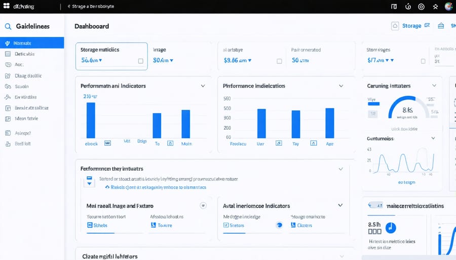 Edge data storage monitoring dashboard with key performance metrics