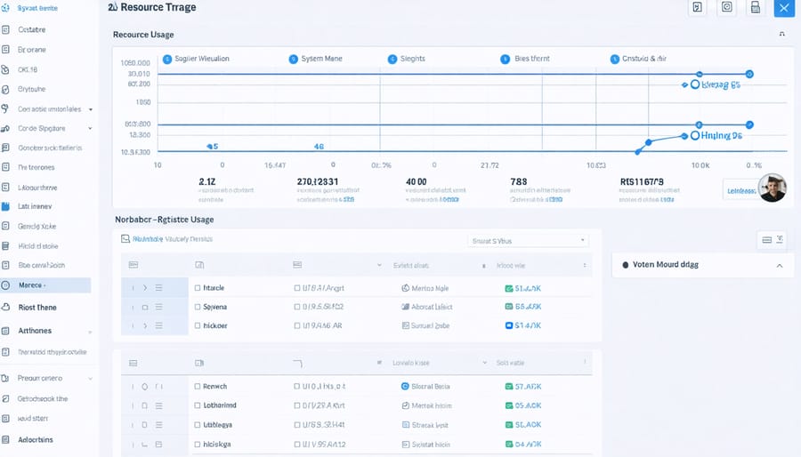 Performance monitoring graph showing CPU and memory usage with various desktop themes