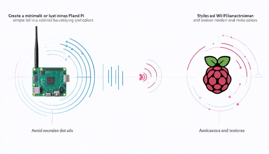 Diagram illustrating best practices for positioning Raspberry Pi and WiFi antennas