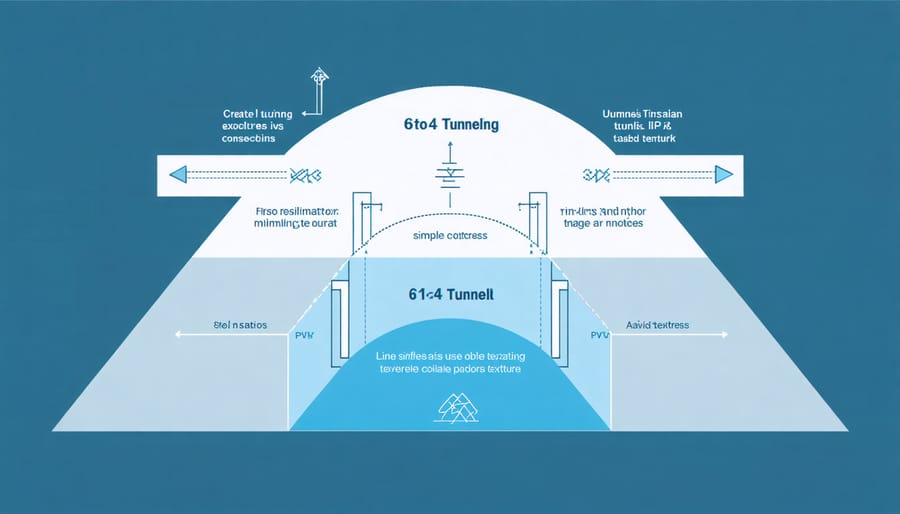 6to4 tunneling mechanism diagram with packet encapsulation process