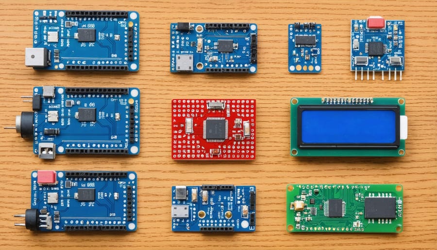 Display of various environmental sensors compatible with Arduino including temperature, humidity, and air quality sensors