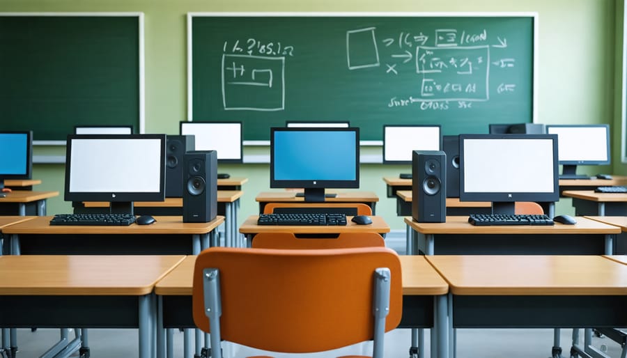 Classroom workspace layout with single-board computer stations