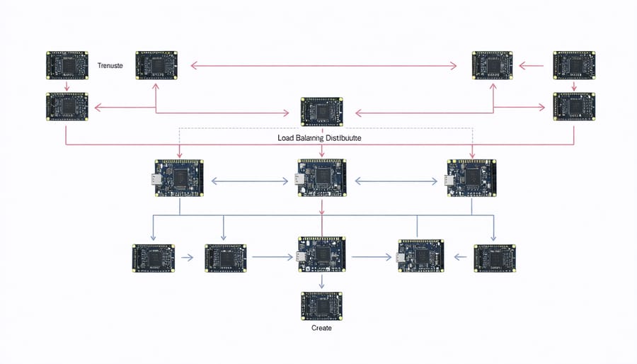 Network diagram illustrating traffic distribution across a Raspberry Pi cluster