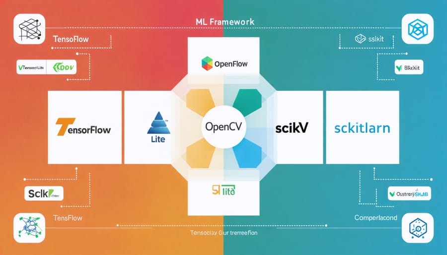 Visual comparison chart of machine learning frameworks compatible with Raspberry Pi
