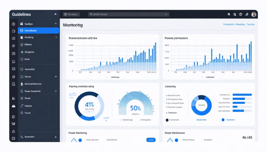 Power consumption monitoring interface displaying real-time usage graphs and statistics
