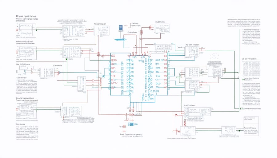 Annotated microcontroller circuit diagram highlighting power management components