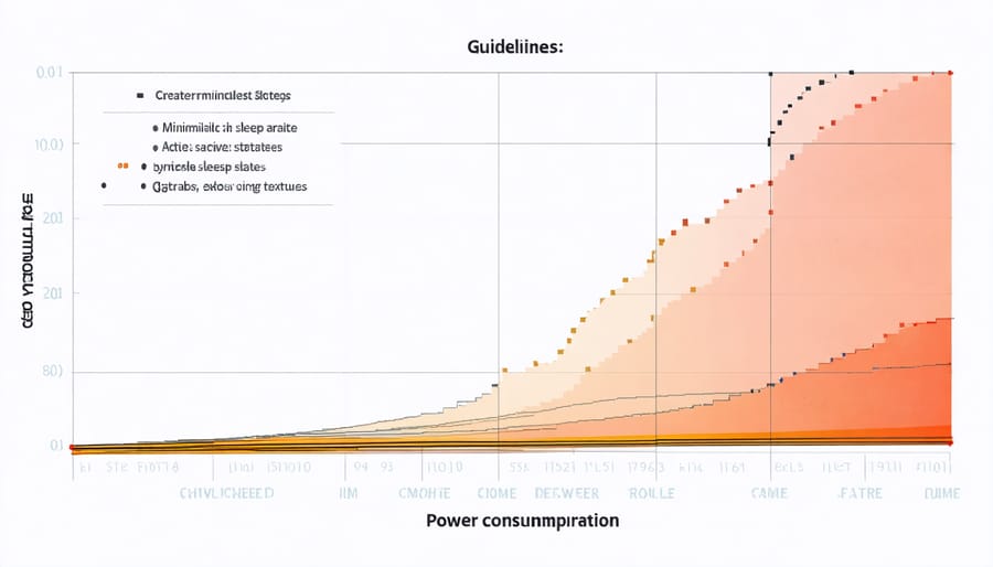 Power consumption graph comparing active and sleep states over time