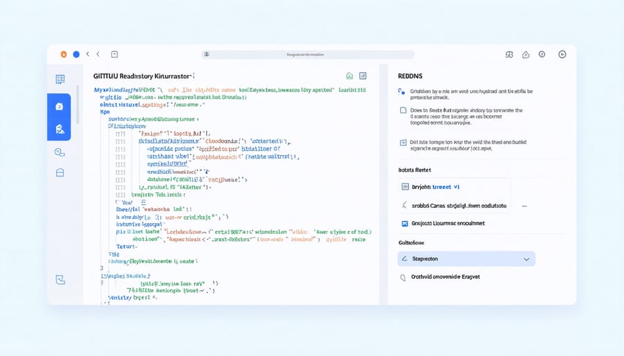 Professional documentation example showing code and README file on GitHub