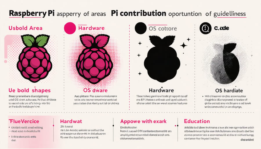Visual diagram of Raspberry Pi contribution areas with connecting paths
