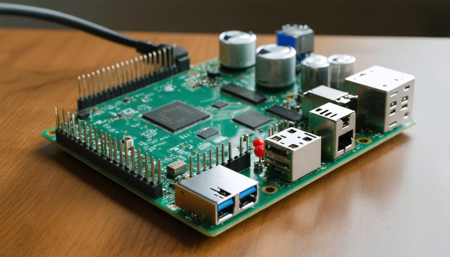 Labeled diagram showing Raspberry Pi 4, camera module, power supply, and required connections for machine learning projects